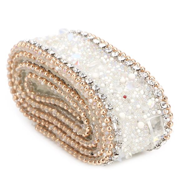 2,5 cm DIY Diamant Mesh Wrap Rulle Krystal Rhinestones Kæde Trim Bånd Dekoration (#01)