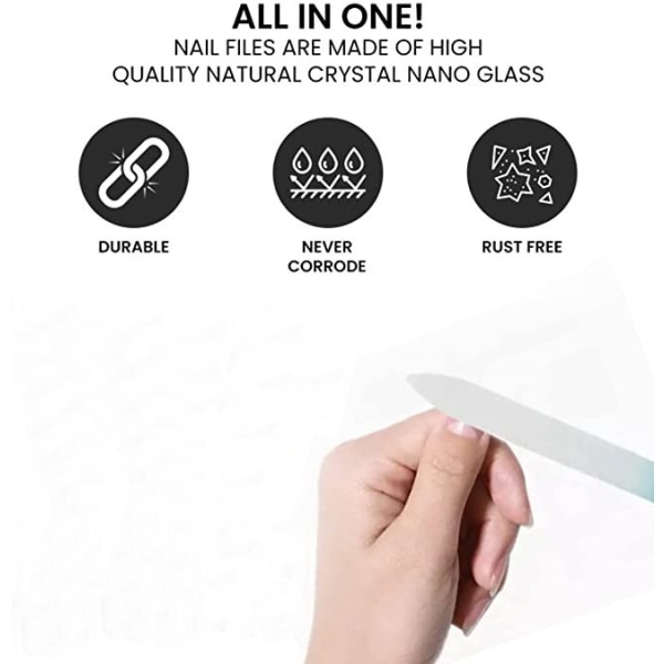 Neglefil Glas Neglefil 2 Pakke Premium Glas Neglefil med Etui Krystal Neglefil Professionel Salon Manicure Værktøj til Naturlige Negle (grøn)