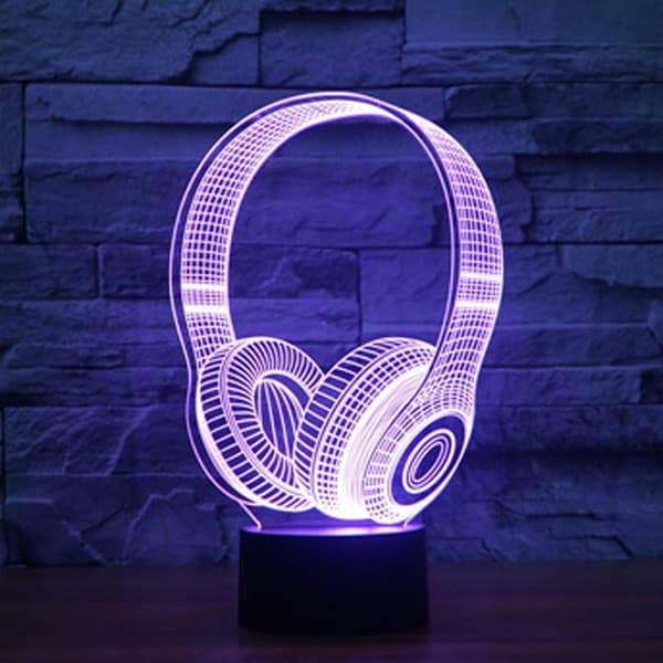 Nyt 3D Headset Hovedtelefon Natlys Touch Switch Bordlampe