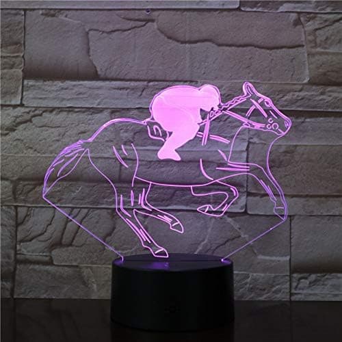 3D Hesteveddeløp Nattlampe Illusjon Nattlys 7 Farger