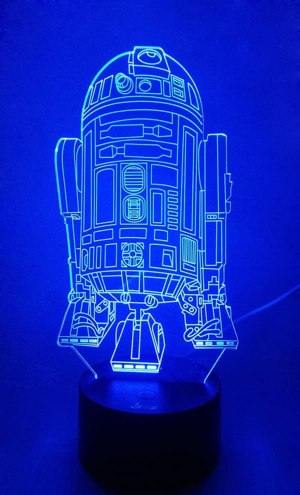 R2-D2 Robot 3D Nattlys LED Illusionslampe Sengelampe Bordlampe