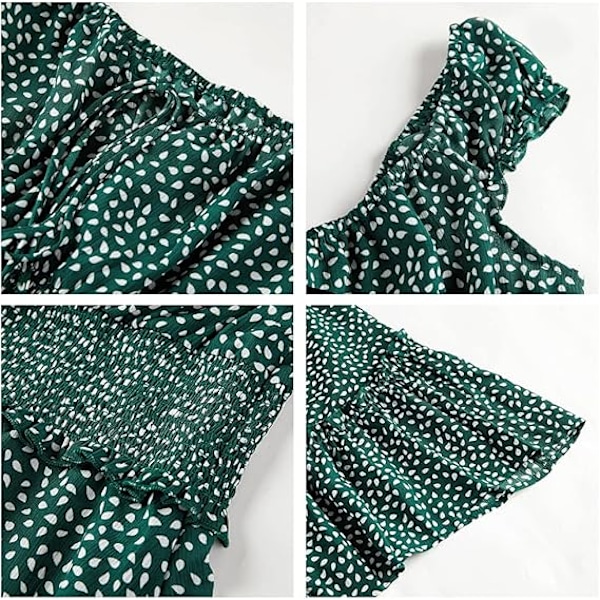Dame Sommer Flæseærme Sweetheart Udskæring Print Kjole Mini Kjoler M