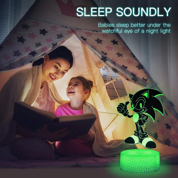 3D Sonic nattlampa, Sonic Toys Anime-lampa 16 färger