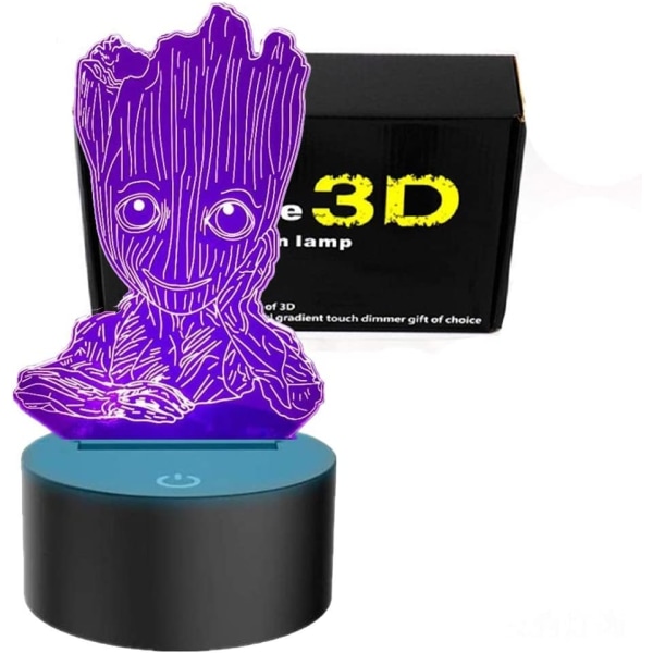Groot 3D Natlys, Børne 7 Farve Berørings Dekor Bordlampe, Optisk Illusion 7 Farver Skiftende Julegave Fødselsdagsgaver