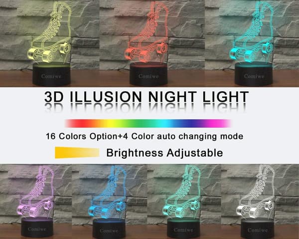 Quad Rulleskøjter 3D Illusion Natlampe, 16 Farveskift