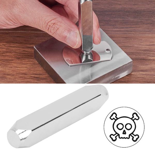 6mm 1/4in Kolstål Design Stämpel Punch Stämplingsverktyg för DIY Läder Trä Smycken HantverkSkalle
