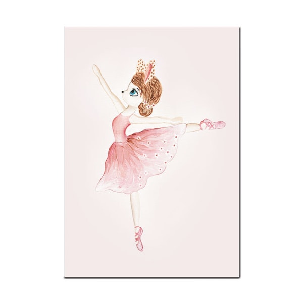 Tecknad Fairy Rabbit 2 Väggkonst Canvas Print affisch, enkel söt akvarellkonst