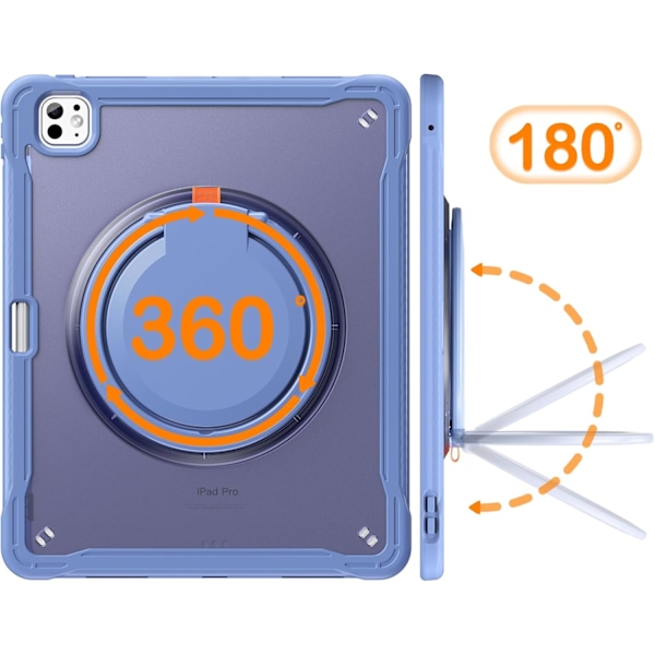 iPad Pro 11-tommers deksel 2024 M4 Chip Lett Dobbeltlags Beskyttende Nettbrettdeksel, Slitesterke Sh0ck-Absorberende Hjørner med 360° Rotasjon Lavender Grey iPad pro11 2024