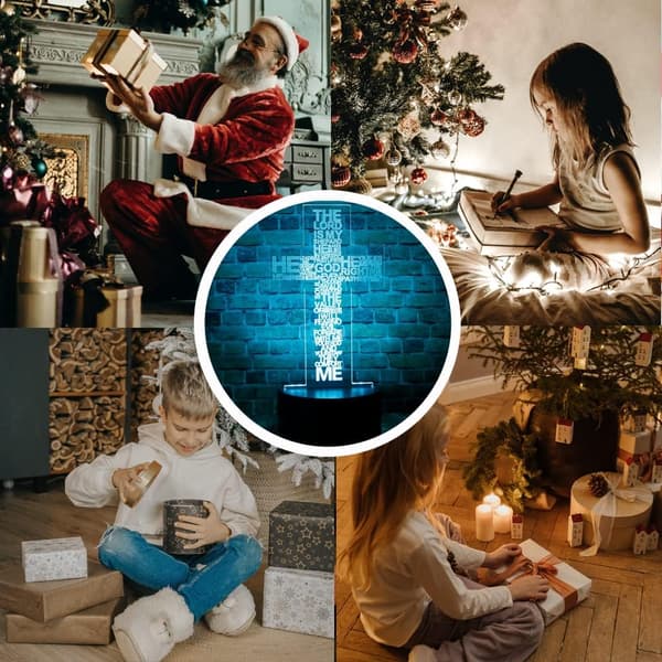 Kristus Jesus Kors 3D Optisk Illusjon LED Soveromsdekor Lampe