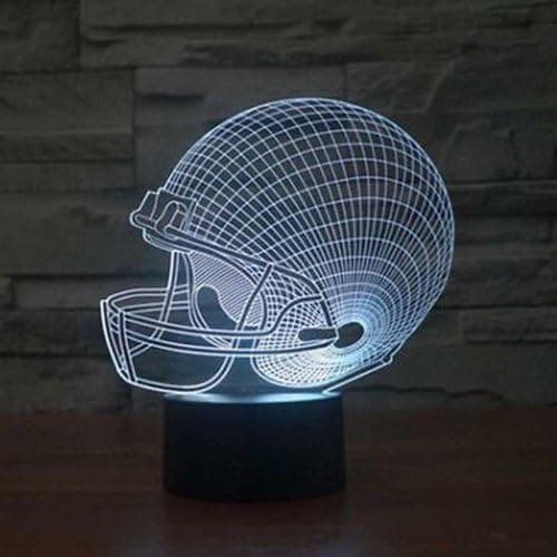 Fodboldhjelm 3D Lampe Optisk Illusion Lys, Ticent 7 Farver