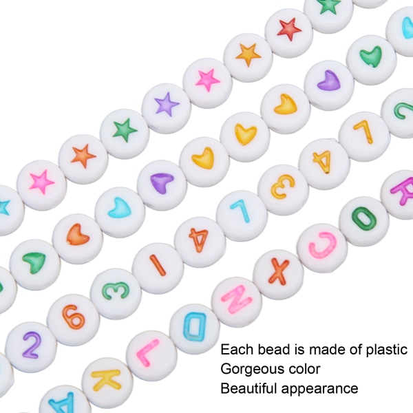 801st färgglada bokstavspärlor rund typ siffra engelsk bokstav kärlek Femuddig stjärna fiskelina Smyckenstillverkning pärlor