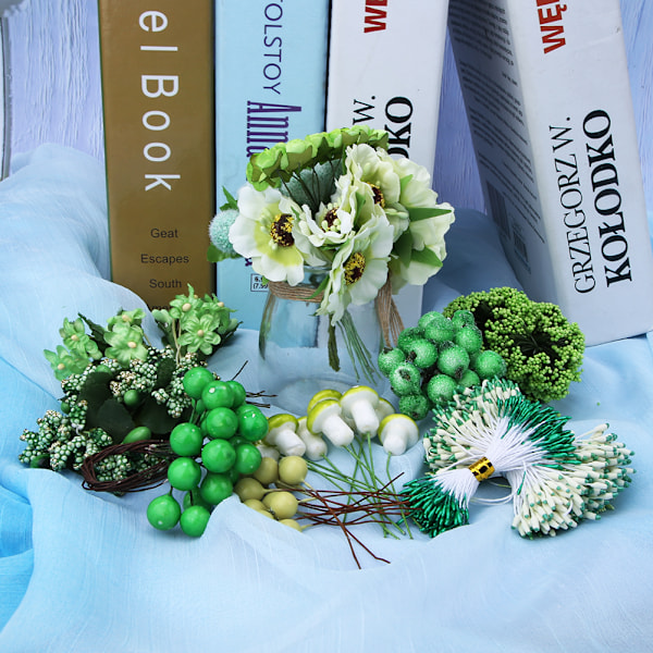 Kunstig blandet blomstersett grønt skum DIY håndlaget hjemmedekorasjon (#1-#13) #1-#13