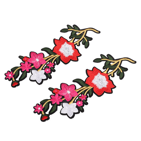 Blomster Patch 2 Blomster Lyse Farvet Polyester Special Mønster Broderet Patch til Tasker Tøj Nederdele Sko Rød