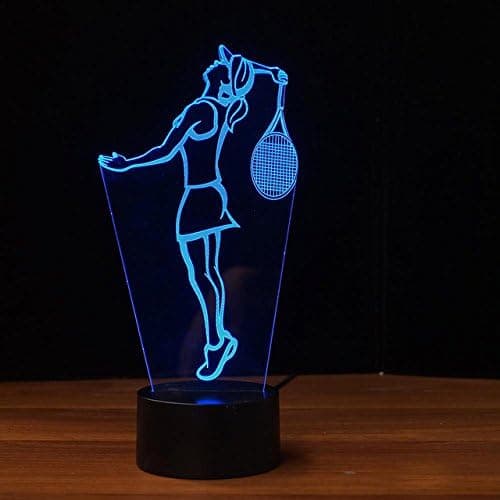 3D Play Tennisspiller Natlampe USB Touch Switch Dekor Ani