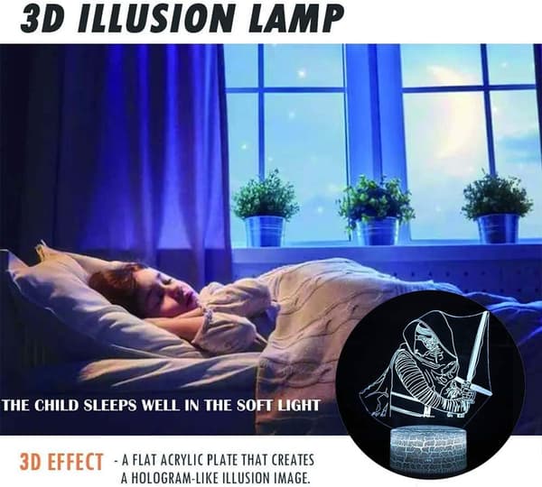 3D Illusjon Star Wars Nattlys, 7 Fargeendrende Dekorlampe
