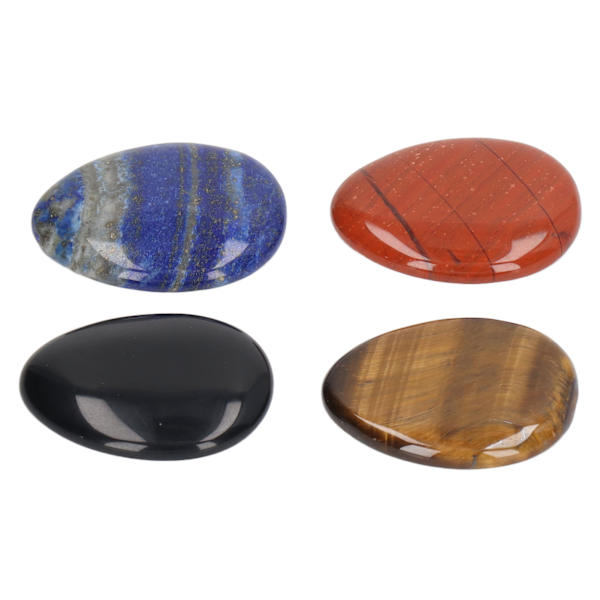 4 stk. Tommelfinger bekymringsten til stressaflastning, meditation, lille bærbar oval cabochon sten til hjemmet, kontoret og udendørs