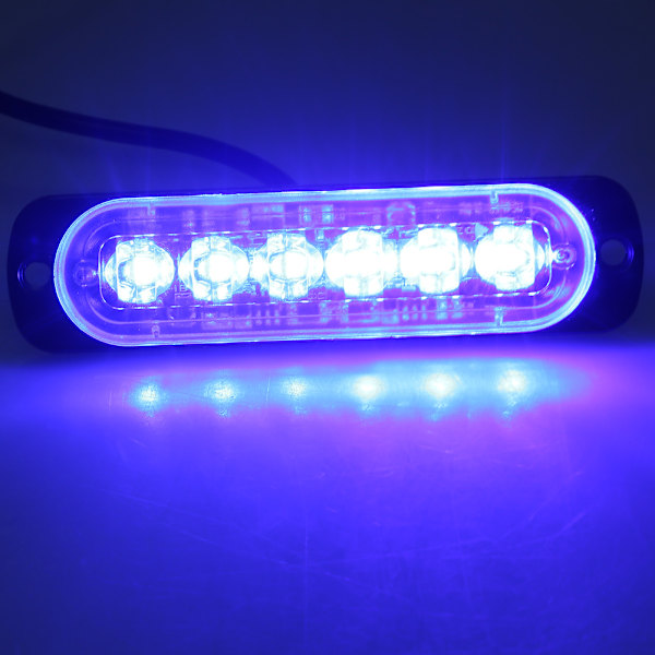 4 st 12-24V Bil 6 LED Blinkande Varningsljus Galler Blinkande Ljusramp Blå