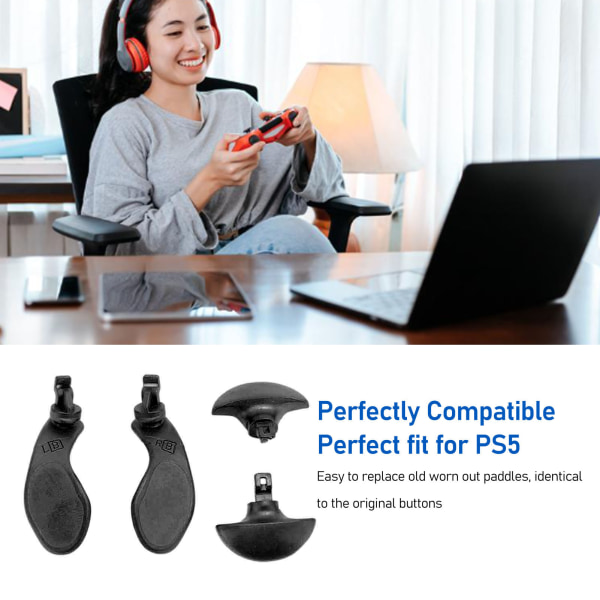 4 STK til PS5 Rygknapper Professionelle holdbare metalrygpadler til PS5 Reservedele Sort