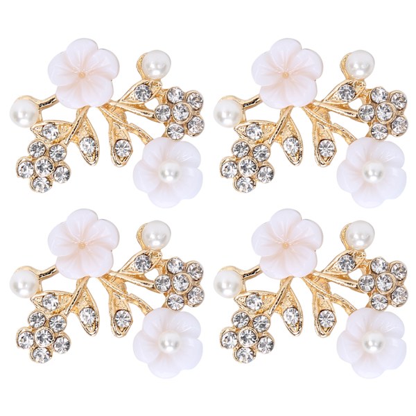 4 stk hule krystall blomstform spenne klær vesker sko spenne dekorasjon tilbehør 3,5x2,2 cm NR.2 perle blomst grenform spenne