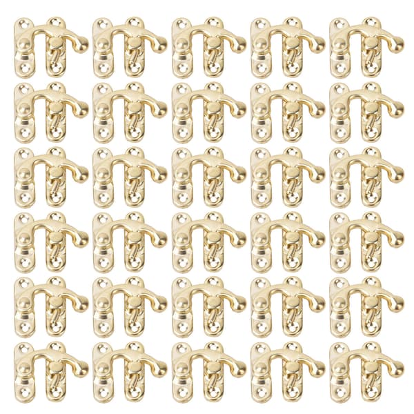 30 stk. Hasp-krog i retro-stil Jernlåskrog Hasp til smykkegaveæsker 3,2 x 2,8 cm Gul Højre låskrog Hasp