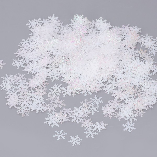 1000 stk. snefnugkonfetti 0,9 tommer levende farve genanvendelig plast multifunktionel julekonfetti til æske træ vase White
