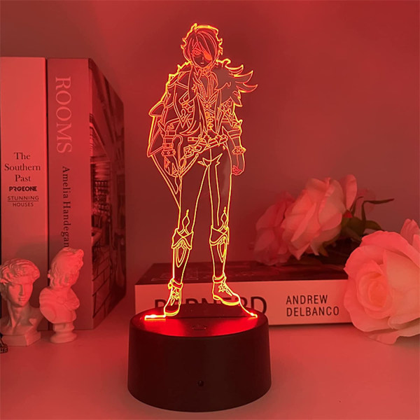 3D-lampa för barn Genshin Impact Kaeya Cosplay nattlampa 3D LED-illusionlampa Spel för sovrumsdekoration Atmosfäriska nattlampor Touch 7 färger