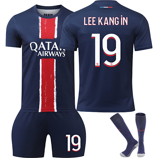 24/25 Fotbollskit för Barn Träningsdräkt Fotbollskit för Pojkar, Paris NO.19 Fotbollslag Tröja Träningsdräkt Tröjor Shorts och Strumpor L