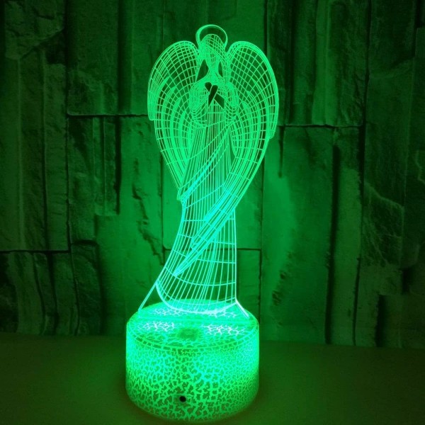 3D Angel Wing Night Light Lamp Illusion 7 Color Changing Tou