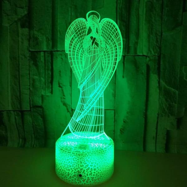 3D Engel Vinge Nattlys Lampe Illusjon 7 Fargeendrende Tou