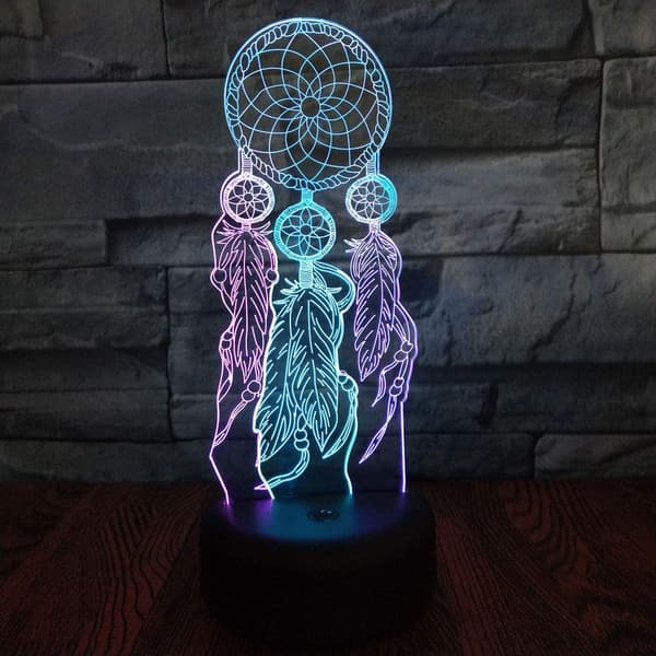 Drömfångare LED 3D Illusion USB Nattljus Dreamcatcher L