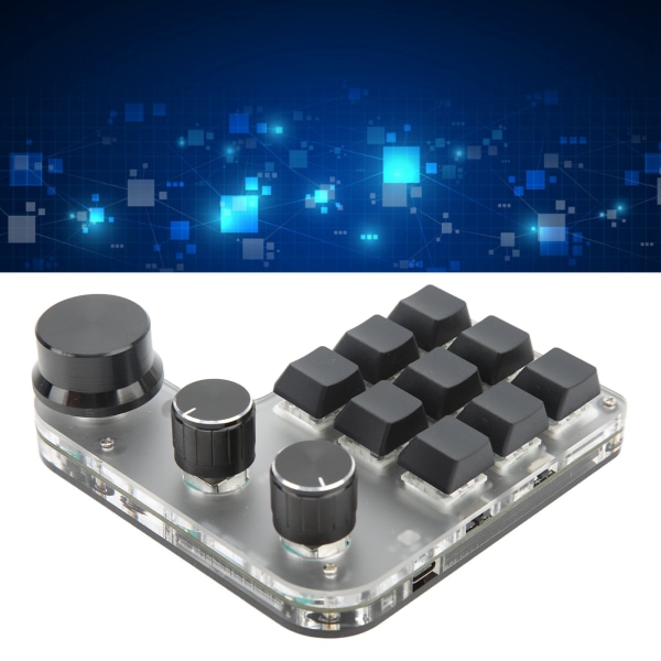 Minitastatur 9 taster 3 knop RGB multifunktionelt gør-det-selv genvej Programmerbart mekanisk tastatur