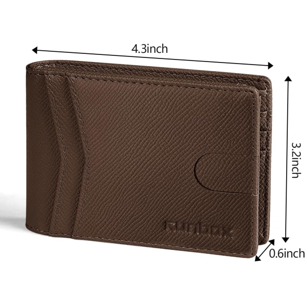 Herre Wallets Slim Rfid Læder 2 ID Vindue Med Gaveæske palm coffee