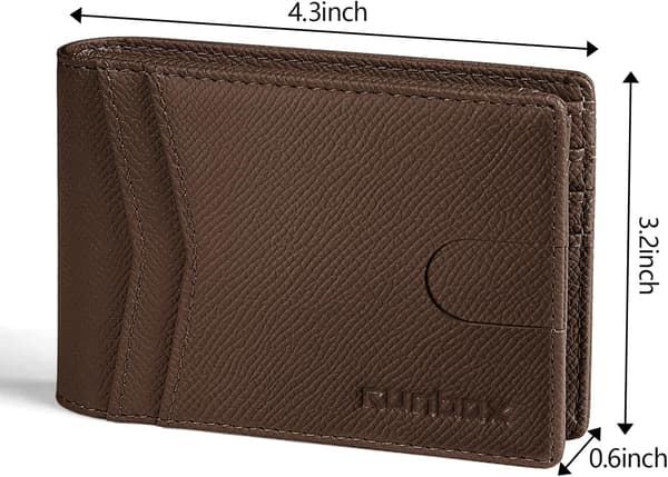 Herrplånböcker Slim Rfid Läder 2 ID-fönster med presentförpackning palm coffee