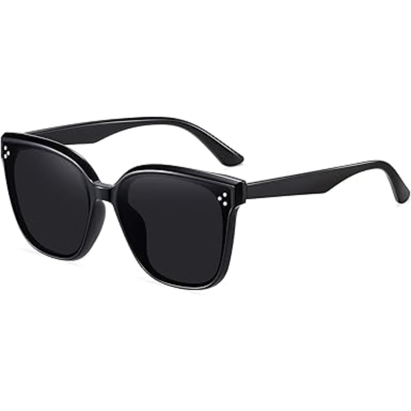 Retro Oversized Firkantede Solbriller for Kvinner Trendy Klassisk Stil Solbriller UV400 Beskyttelse B1:black