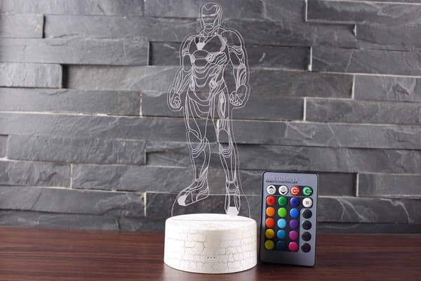 3D Natlampe Touch Bordlampe Superhelt Tre Mønstre