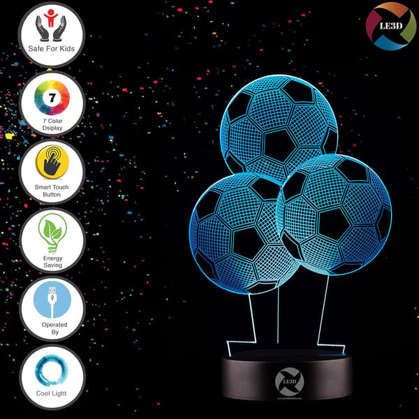 3D Optisk Illusions Natlampe - 7 LED Farveskiftende Lampe