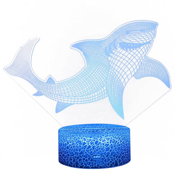 Shark 3D Illusjon Nattlys Dyr Berørings Bordlampe