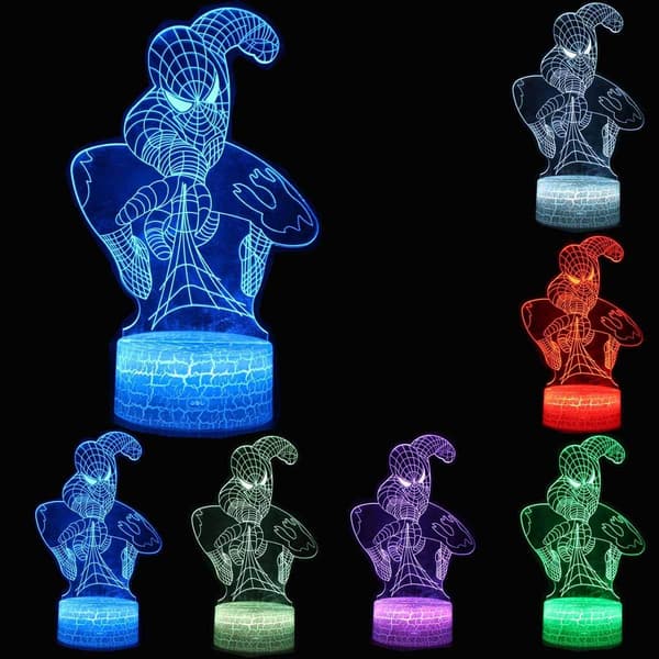 3D Natlampe Touch Bordlampe Superhelt Tre Mønstre