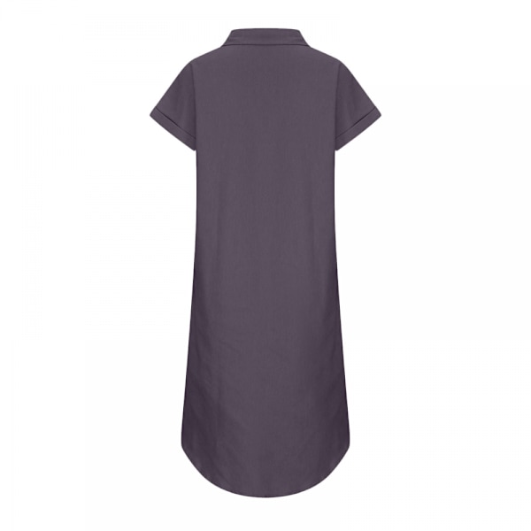 Mekko Lyhyt Hiha V-Kaula Casual Paidan Mekot(Musta Harmaa S)