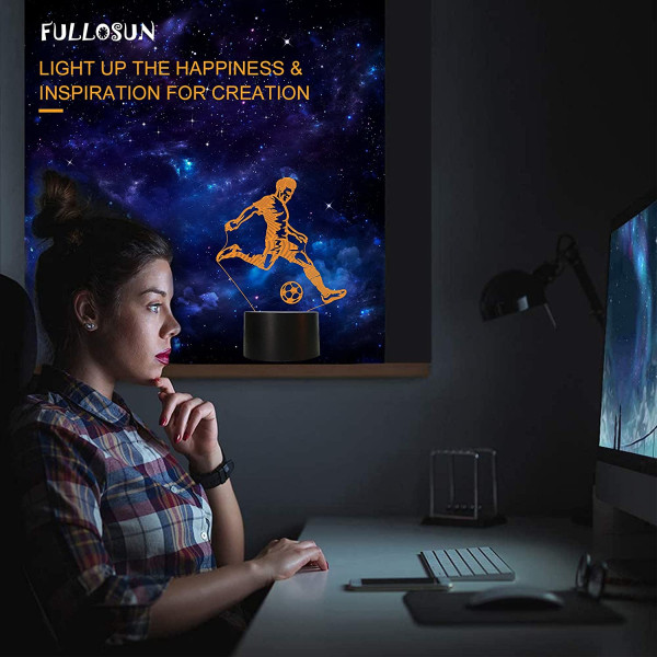 Fodbold Natlys, 3D Optisk Illusion Lampe til Fodboldfan