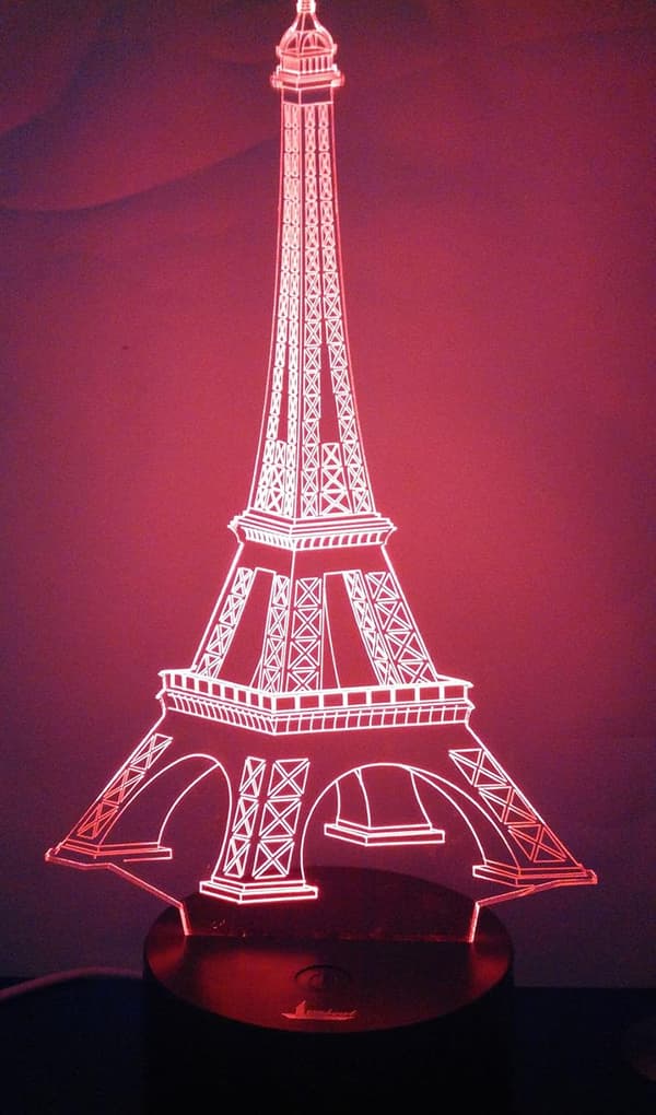 Eifel 3D Natlys LED Illusion Lampe Sengelampe Bordlampe
