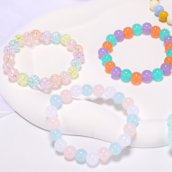 Armbandssats 24 rutnät Macaron enfärgad 6mm bakfärg pärlor DIY pärlarmband tillbehör, armband och smyckestillverkning