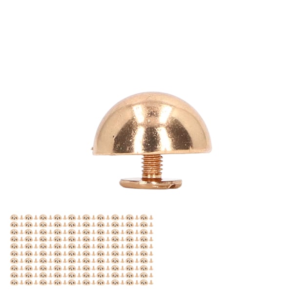 100 set svampnit nitar 12mm hög hårdhet rund huvud läder nitar för att dekorera punk kläder skor väskor husdjur krage guld