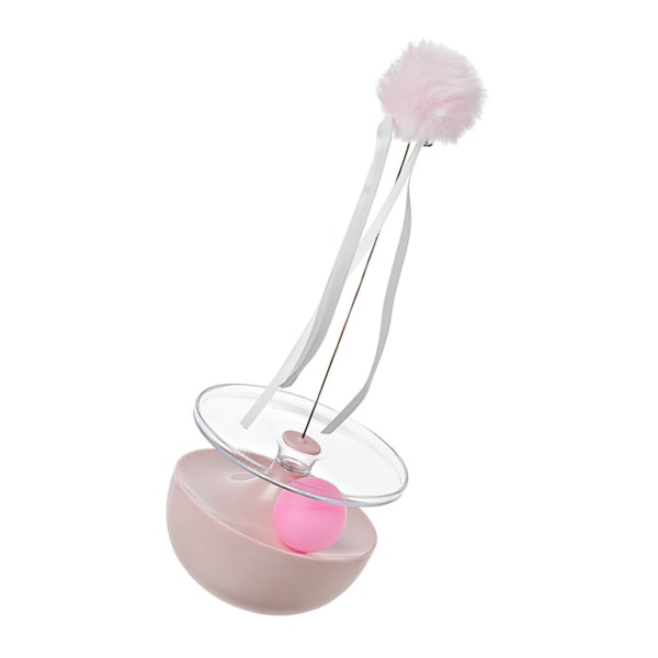 Katt Självspela Teaser Wand Uttråkning Relief Interaktiv Katt Teaser Stick Ball Leksak för Inomhus Pink