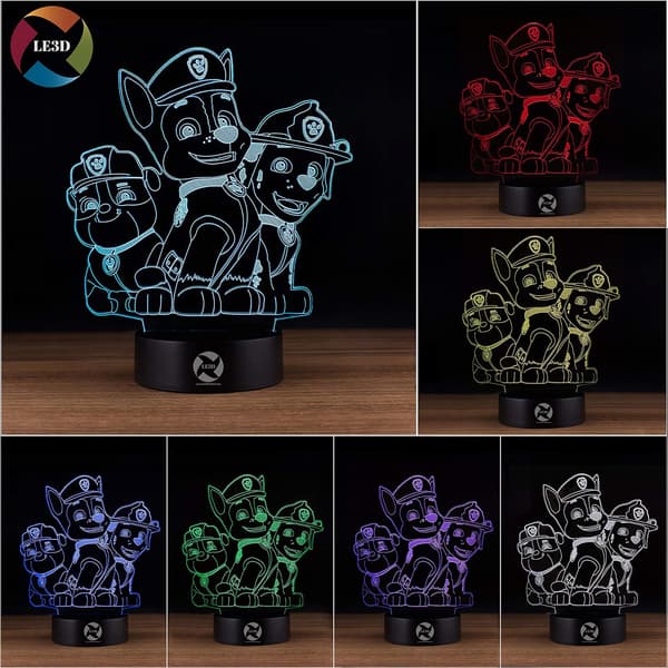 3D Optisk Illusjon Nattlys - 7 LED Fargeskiftende Lampe