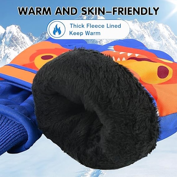 Barnens Skidhandskar Vinter Snöhandskar Vattentäta Vinter Varma Handskar för Snowboard, Släde Blue S