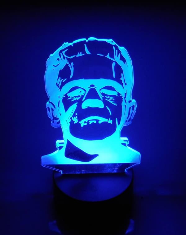 Frankensteins Monster 7\" Høy byste Lasergravert 3D-effekt Akryl LED Skrivebordslampe