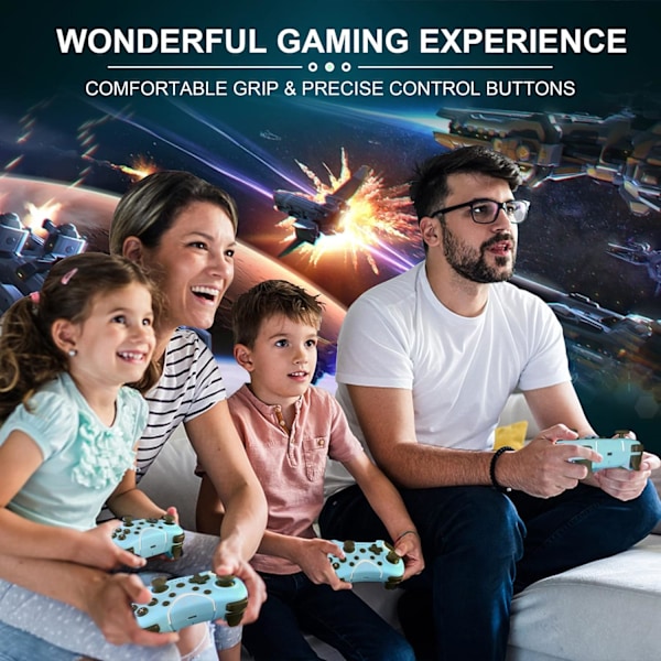 Trådløs Switch Pro-kontroller, Nintendo Switch-kontroller med programmerbar/vibrasjon/turbo-kompatibilitet med Nintendo Switch/Lite/OLED/Windows PC,S blue