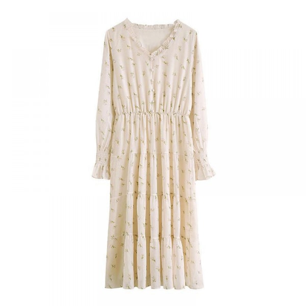 Prikket Chiffon Kjole Temperament Fritid Ferie(XL)