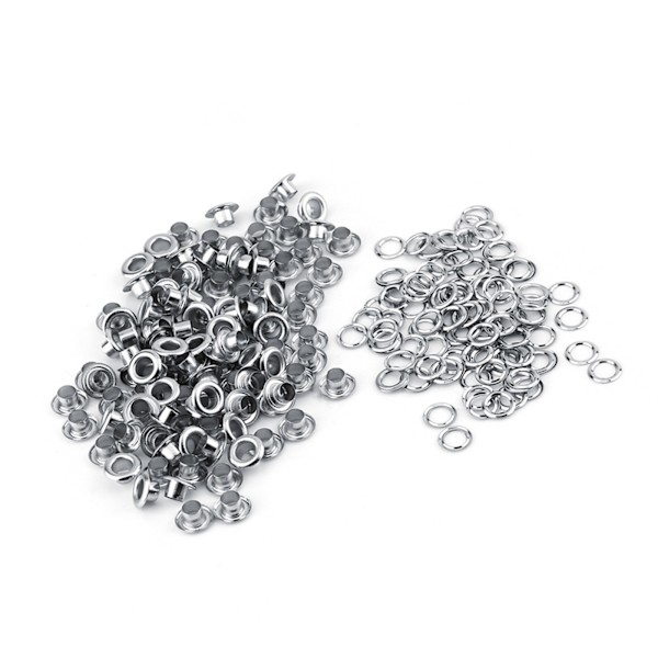 5mm Metal Øjer Vaskemaskiner Grommets Scrapbooking Læder Håndværk (Sølv)